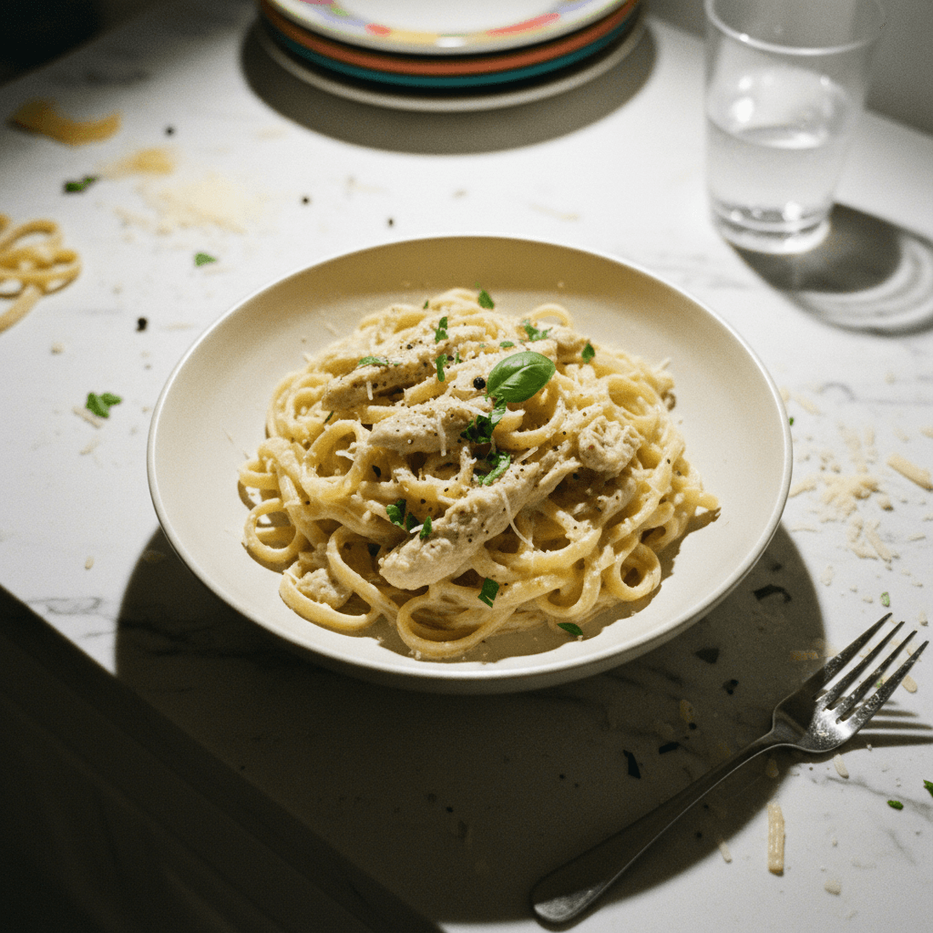 Creamy Chicken Alfredo Pasta for One