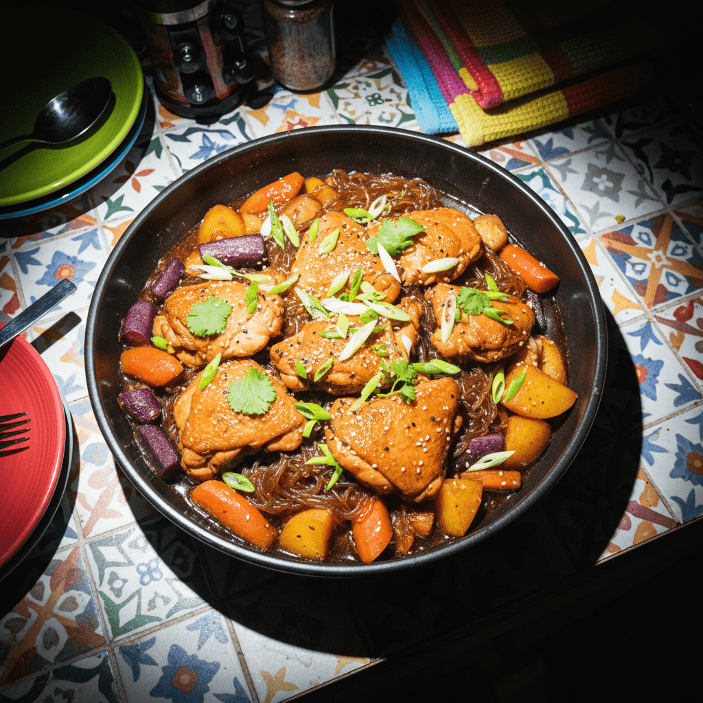 Instant Pot Korean Braised Chicken with Vegetables and Glass Noodles (Jjimdak style)