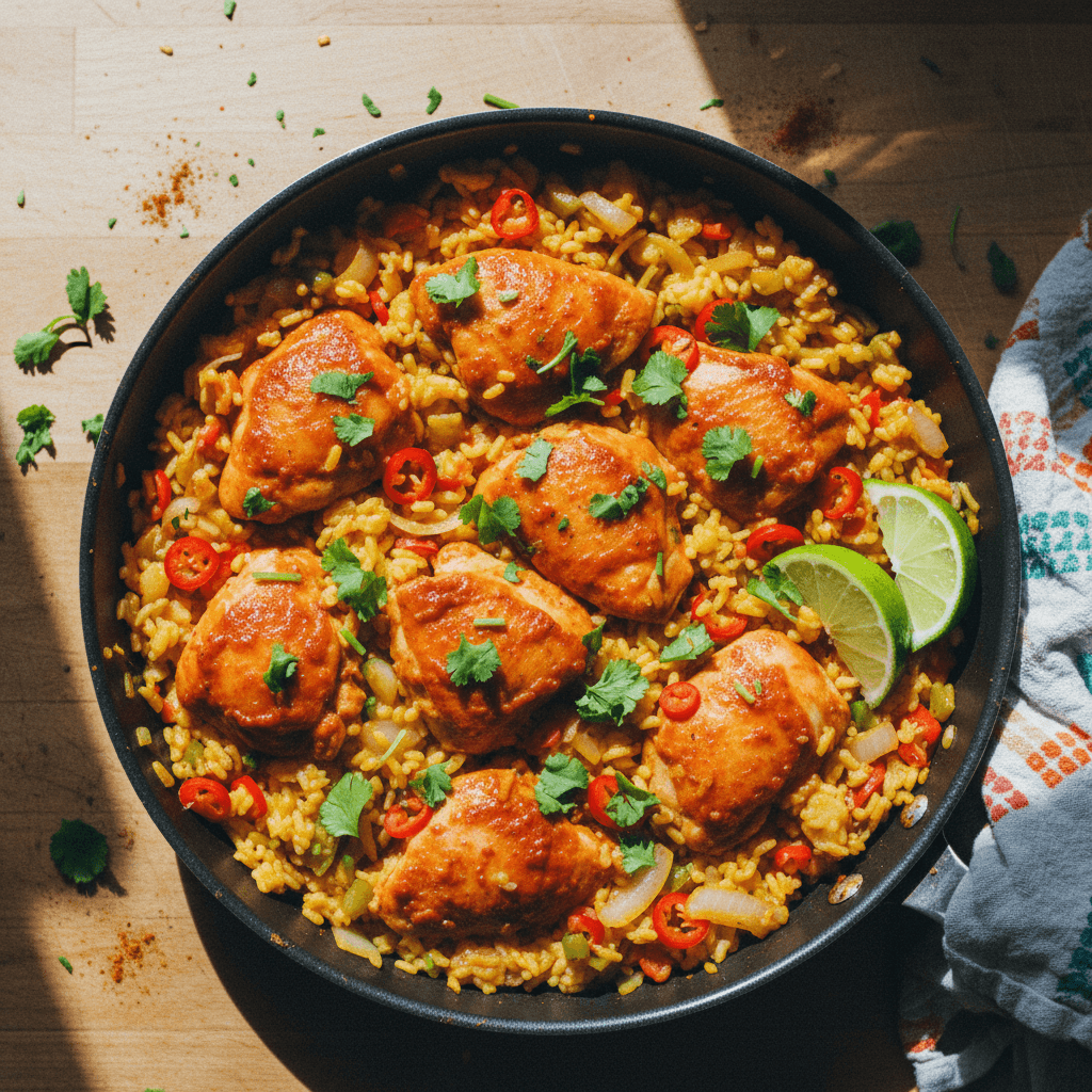 One Pan Peri Peri Chicken and Spicy Rice