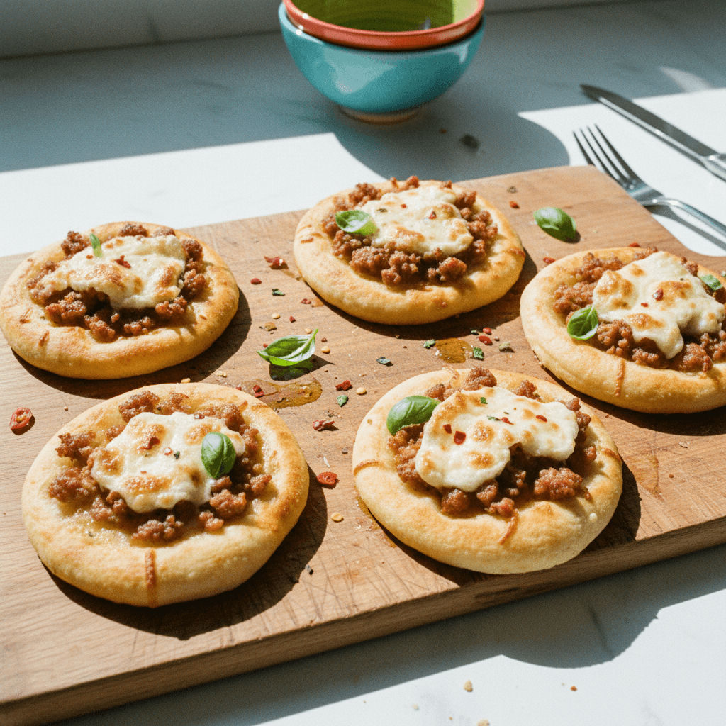 Pizzette con Salsiccia e Provola SENZA Lievitazione