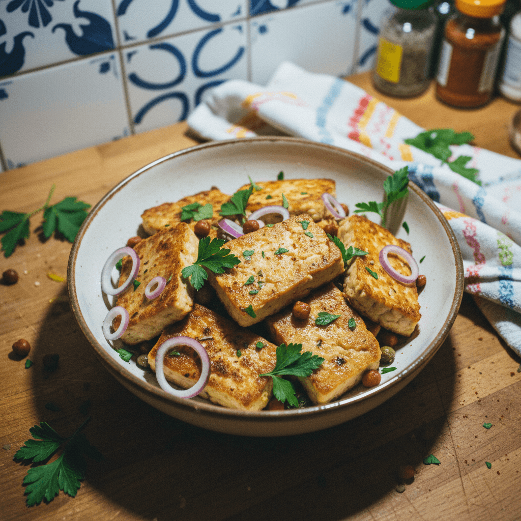 Tempeh de Alubia Blanca Mediterránea