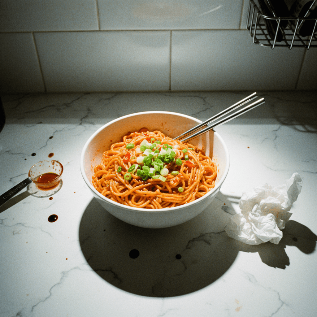 10 Minute Garlic and Chilli Paste Noodles