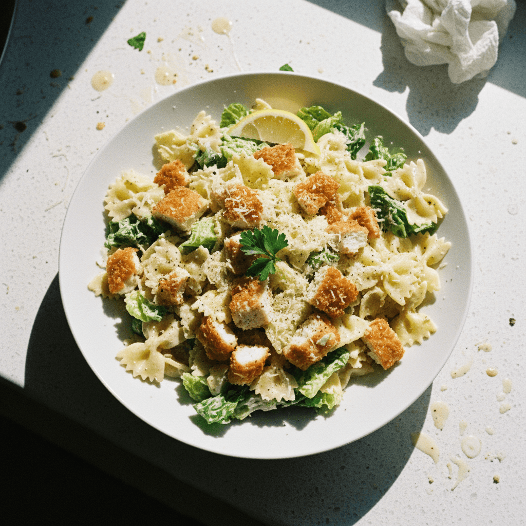 Crispy Chicken Caesar Pasta Salad