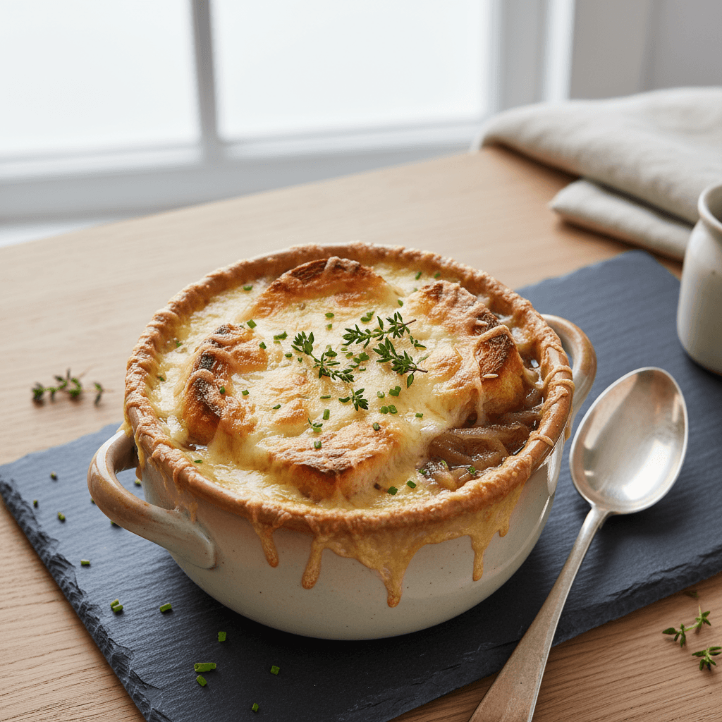 French Onion Soup with Gruyere Croutons