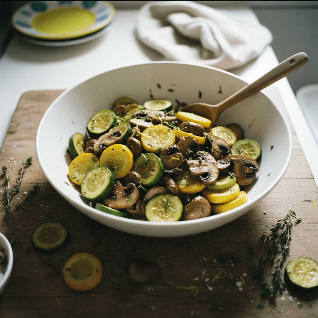 Mediterranean Garlic-Thyme Zucchini & Mushroom Sauté