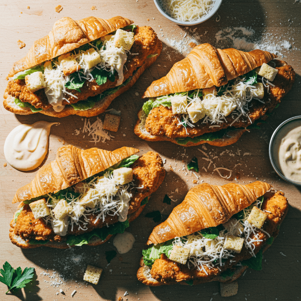 Crispy Chicken Caesar Croissants