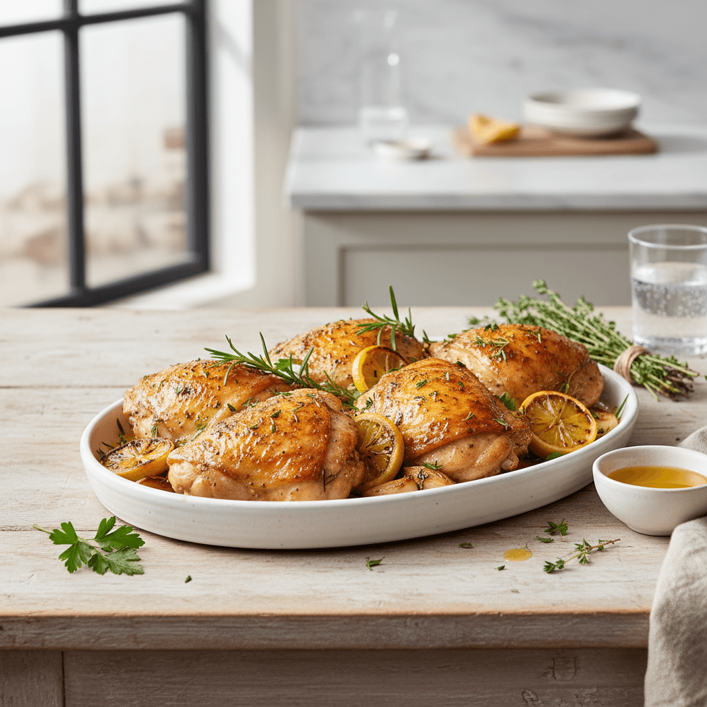 Lemon Herb Roasted Chicken Thighs