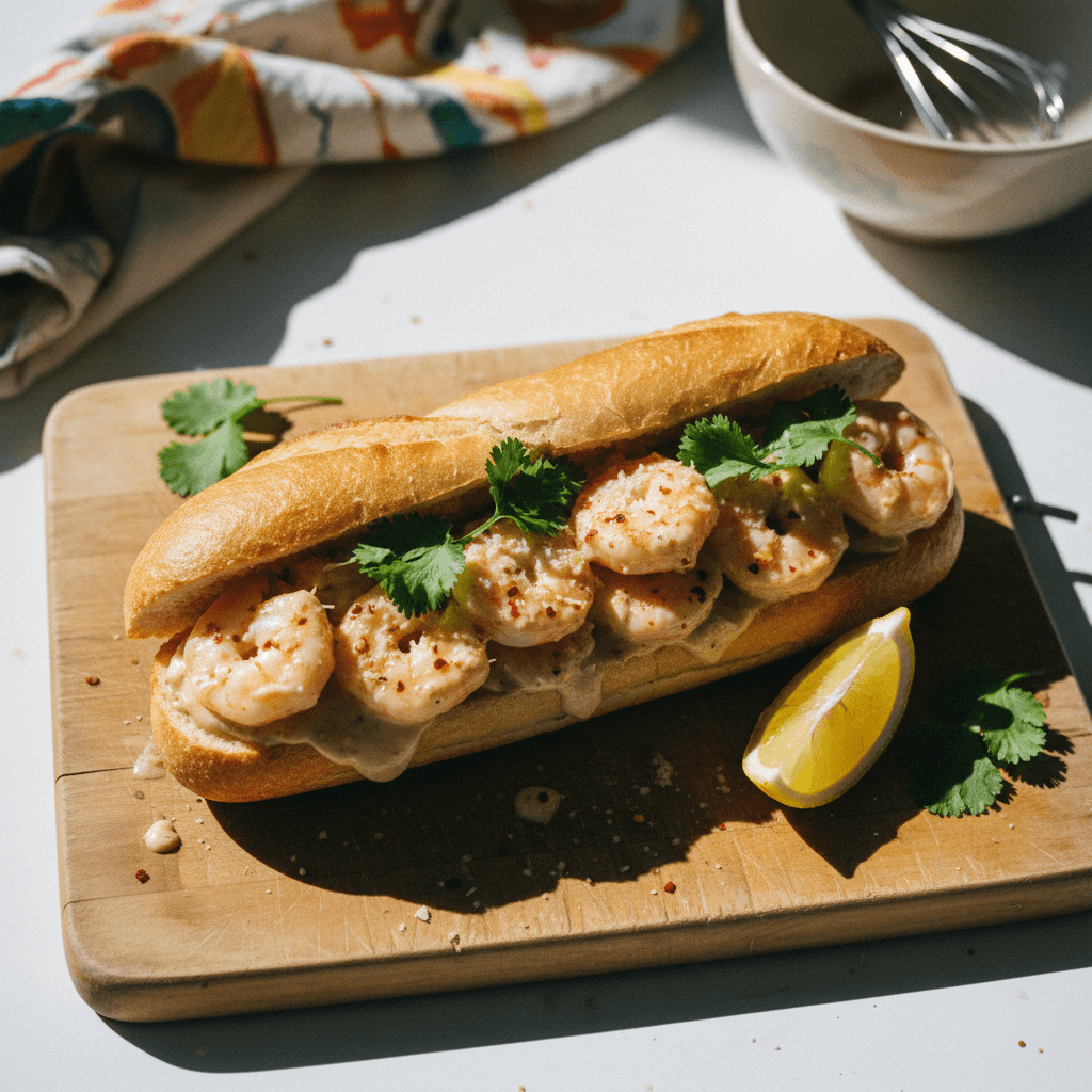 Creamy Garlic Shrimp Banh Mi