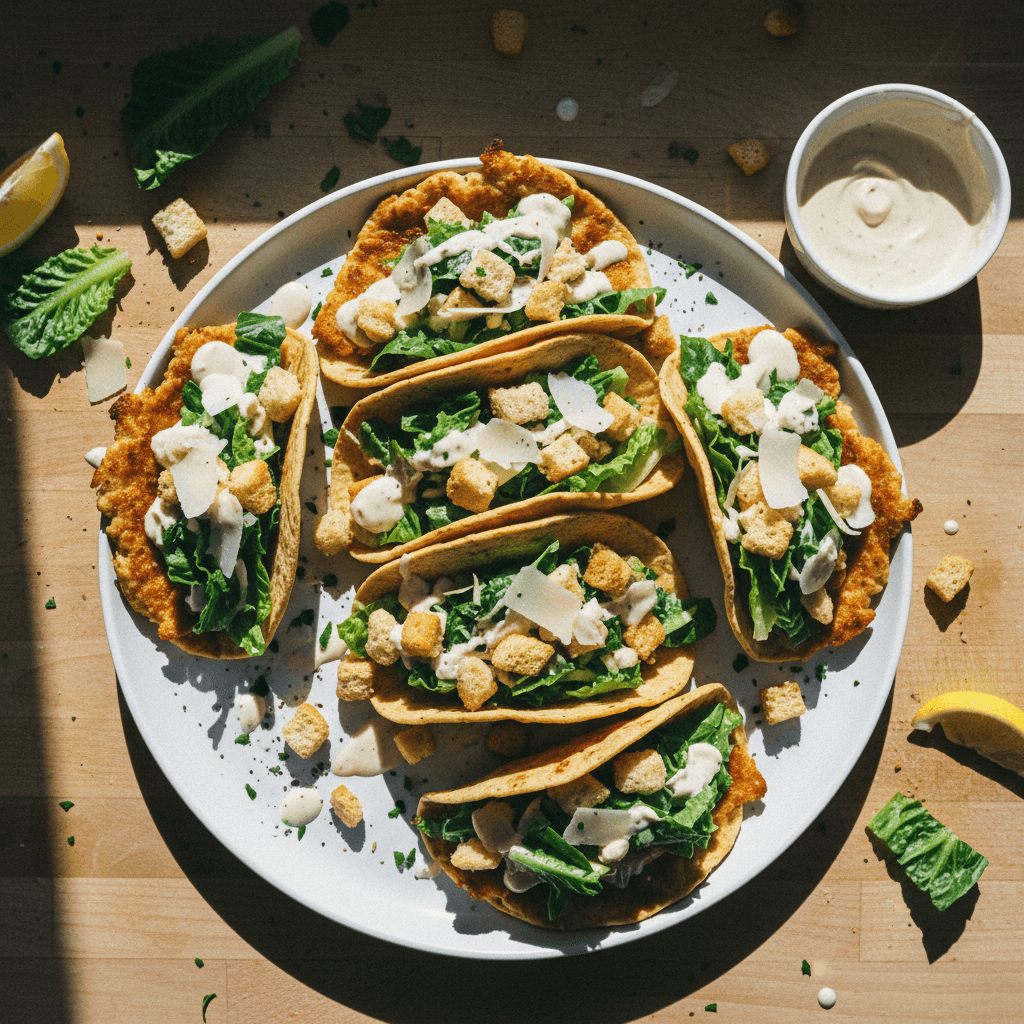 Chicken Caesar Smash Tacos