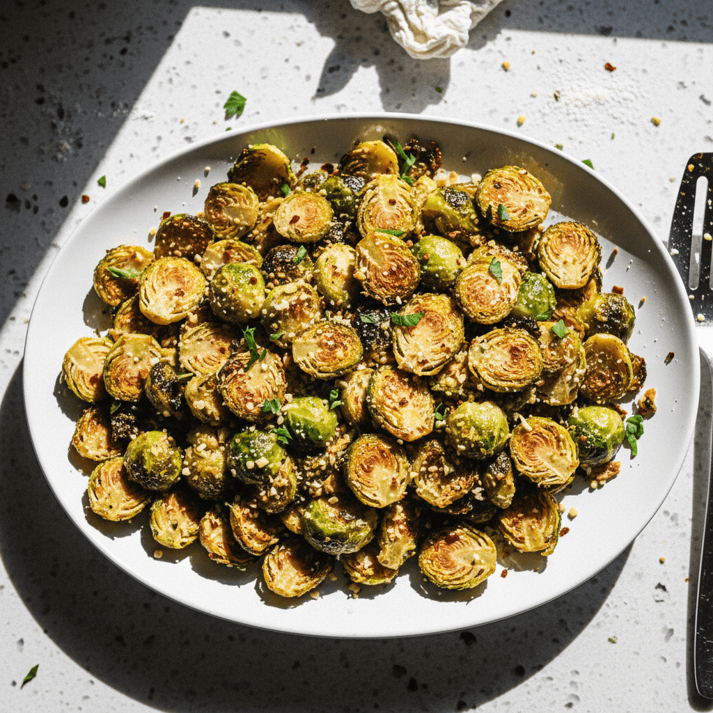 Crispy Garlic-Parmesan Smashed Brussels Sprouts