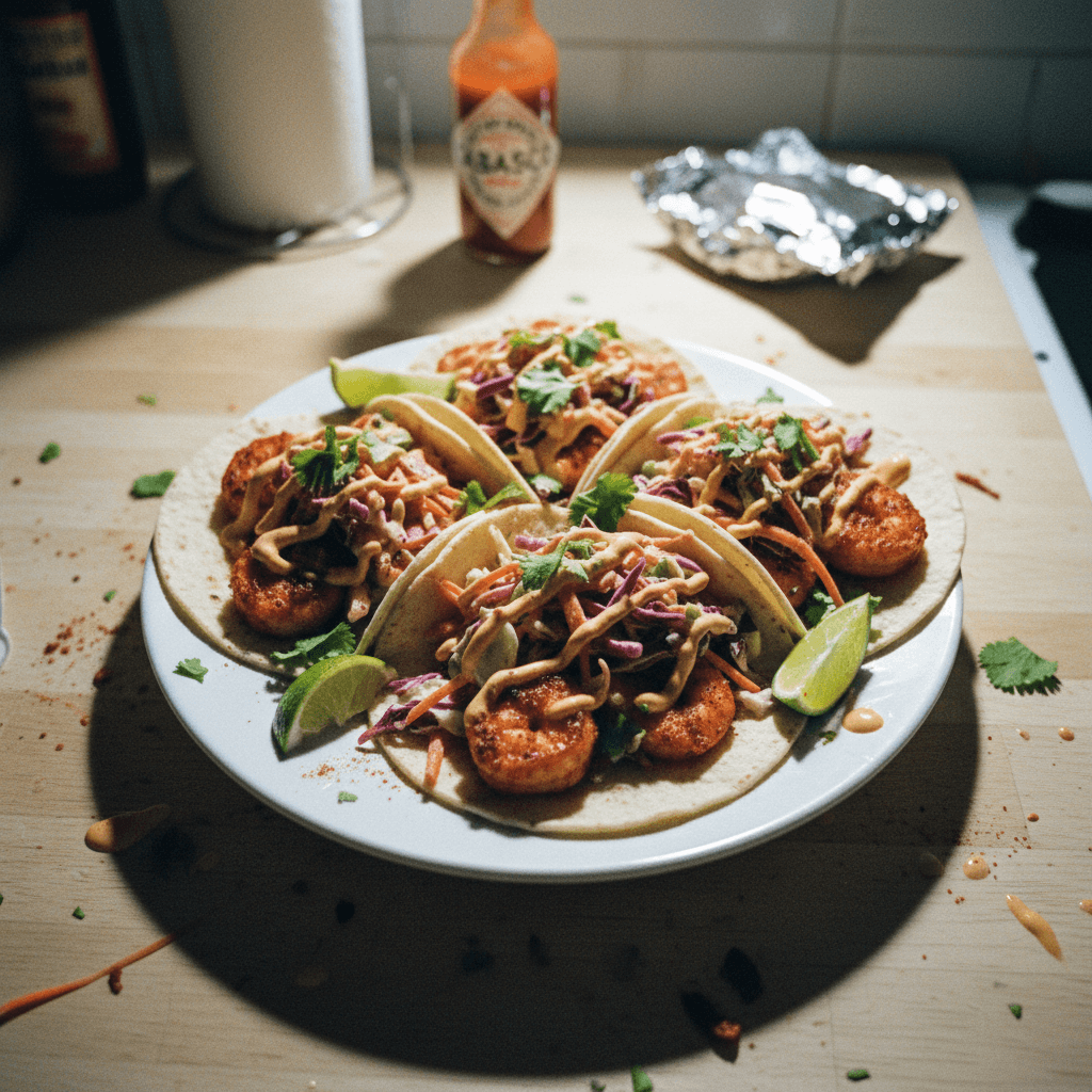 Spicy Shrimp Tacos with Slaw