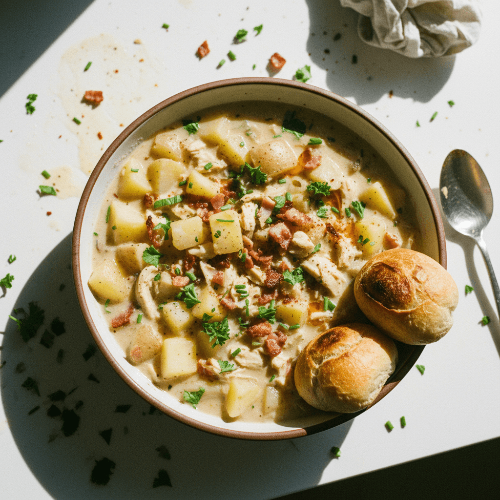 Smoky Potato and Bacon Chicken Soup