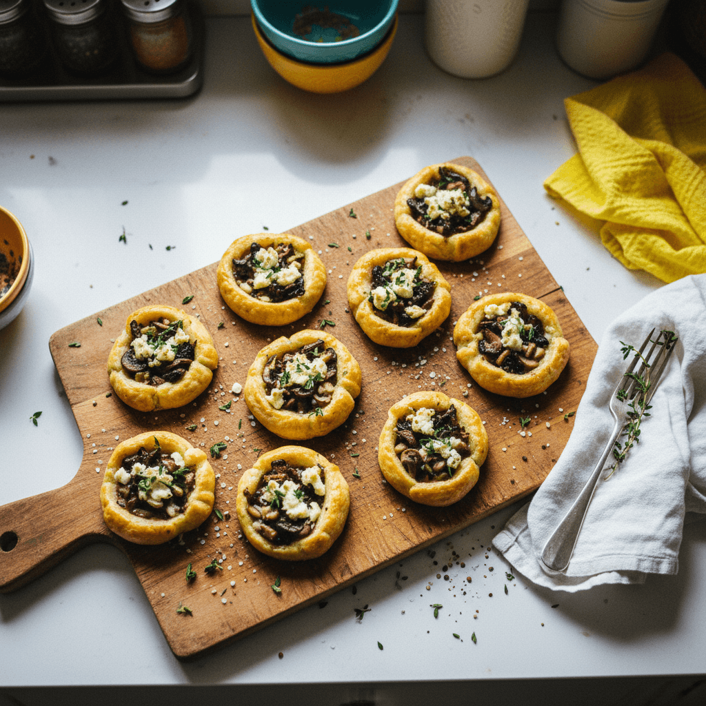 Herbed Mushroom and Goat Cheese Tartlets
