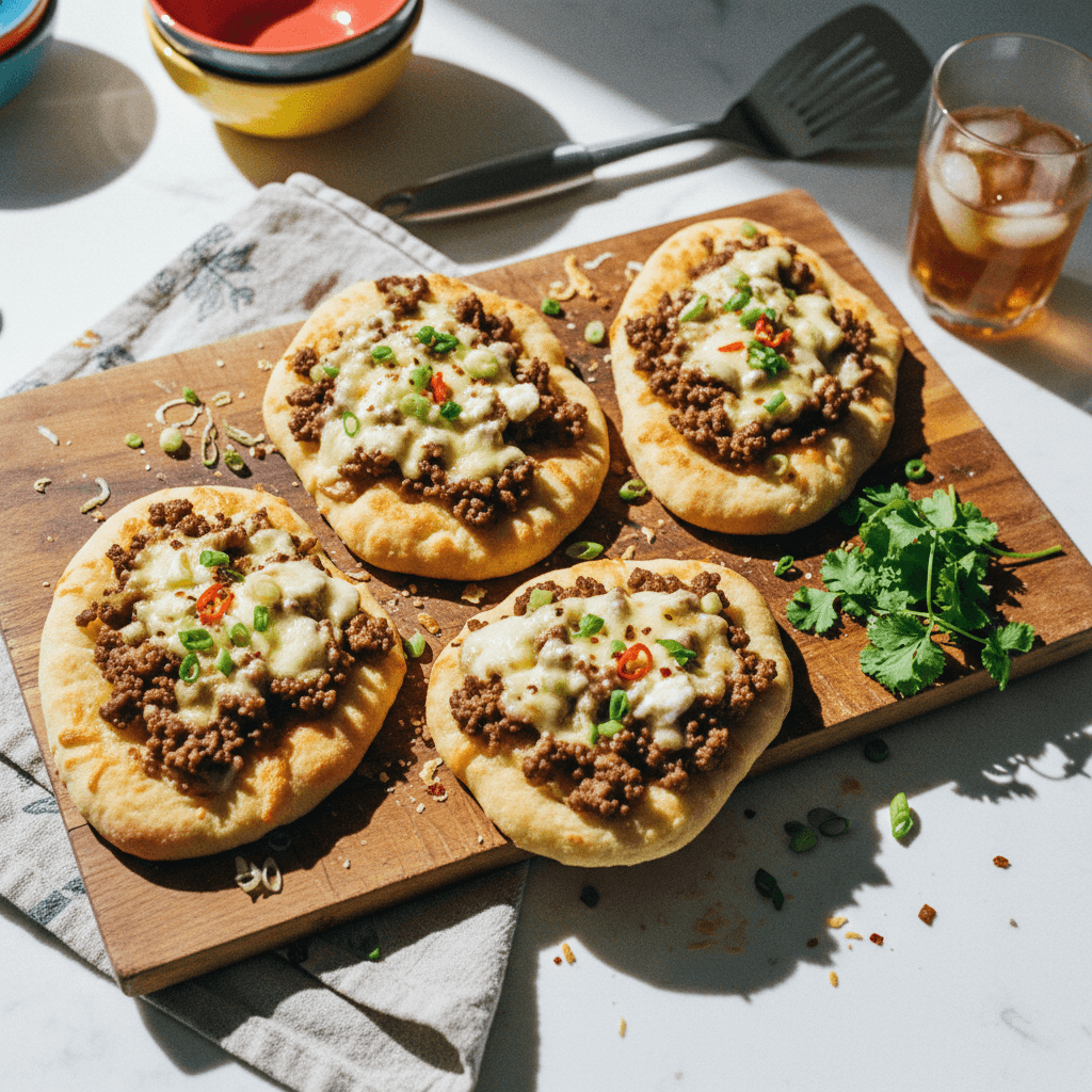 Flatbread met Cheesy Beef