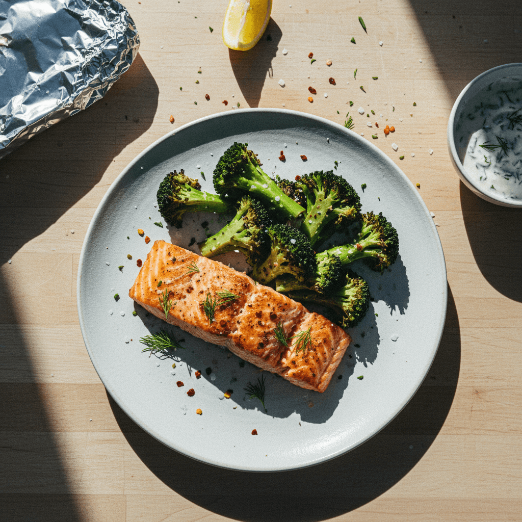 Sheet Pan Salmon with Roasted Broccoli