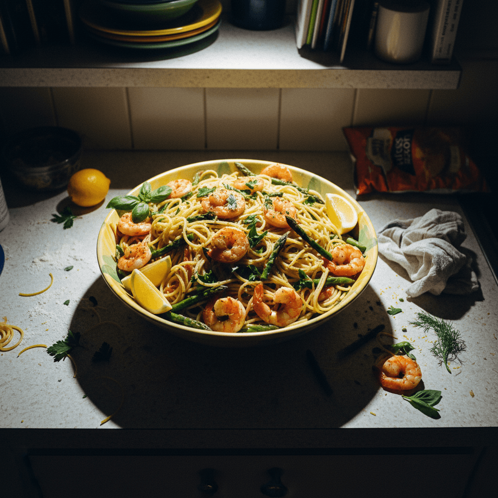 Lemon Herb Shrimp and Asparagus Pasta