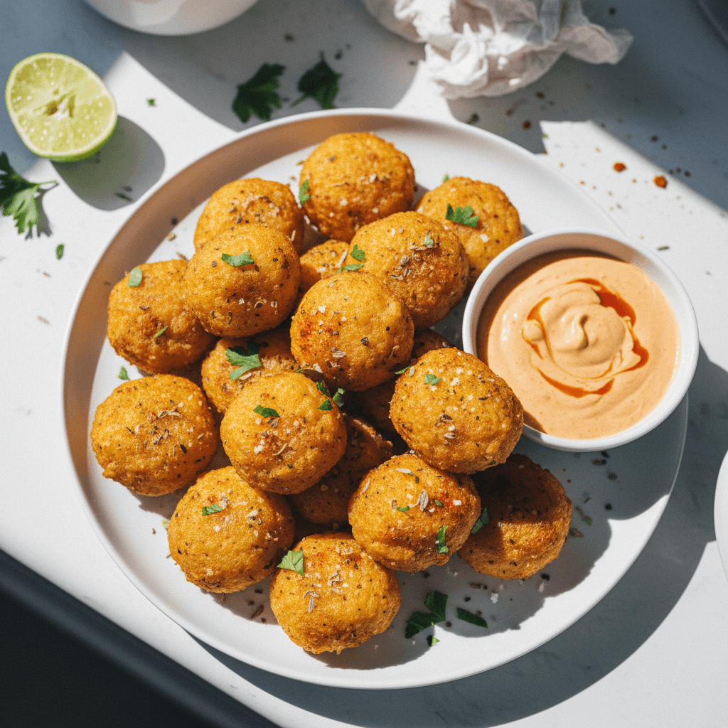Crispy Potato Balls with Sriracha Mayo