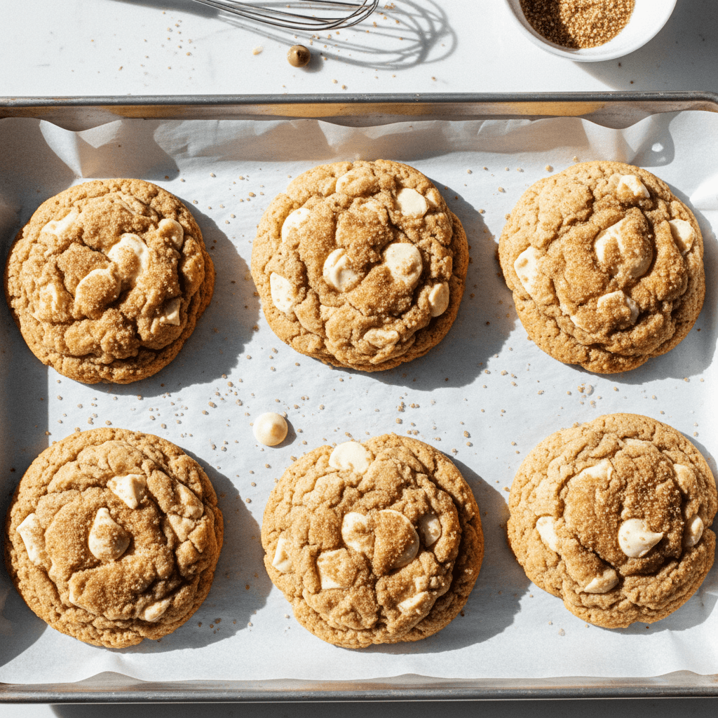 Giant Bakery-Style White Chocolate Snickerdoodle Cookies