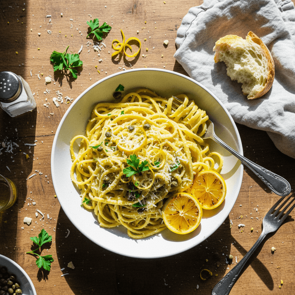 Creamy Lemon Pasta with Capers