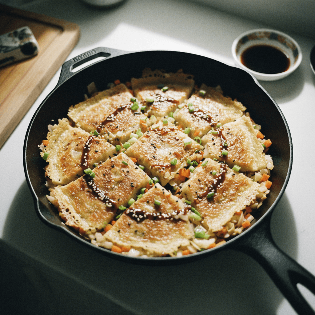 No-Fold "Blanket" Pan-Fried Pork Dumplings