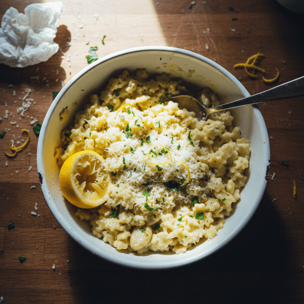 Creamy Lemon Garlic Pastina