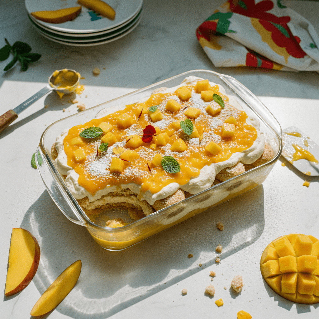 Mango Tiramisu with Ladyfinger Base and Mango Confit (Less Sweet)