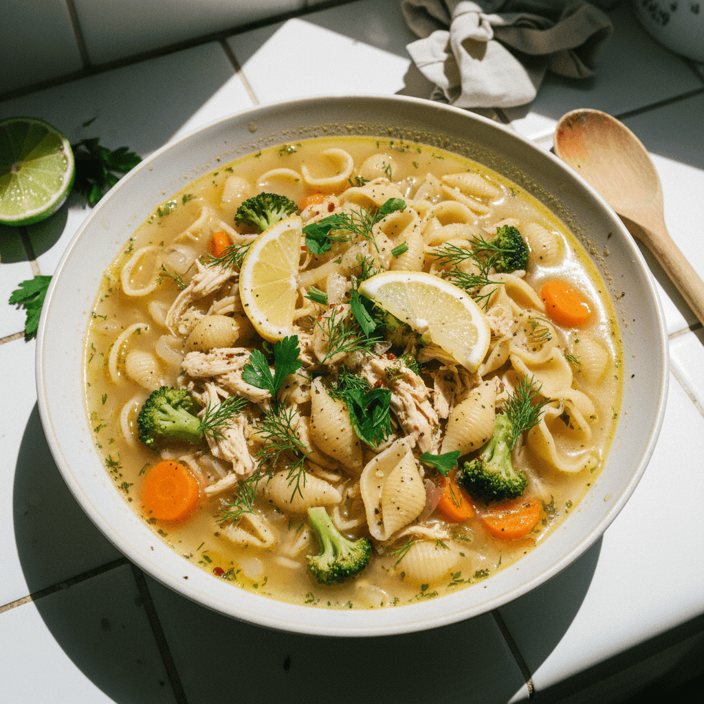 Lemon Herb Chicken Noodle Soup