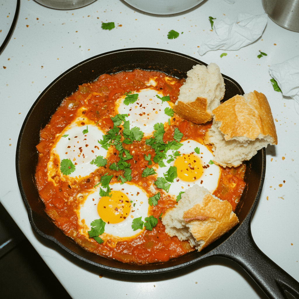 Quick Mediterranean Shakshuka with Crusty Bread