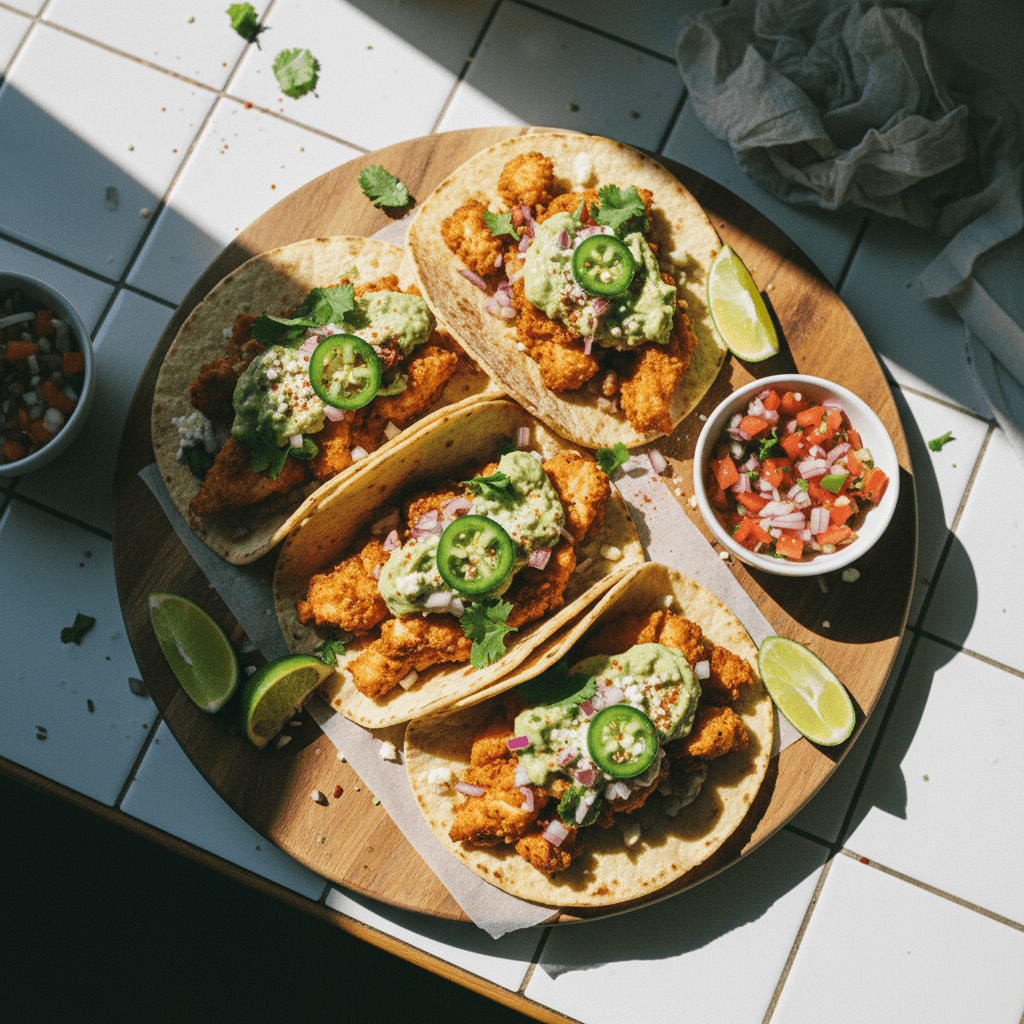 Spicy Air-Fried Chicken Tacos