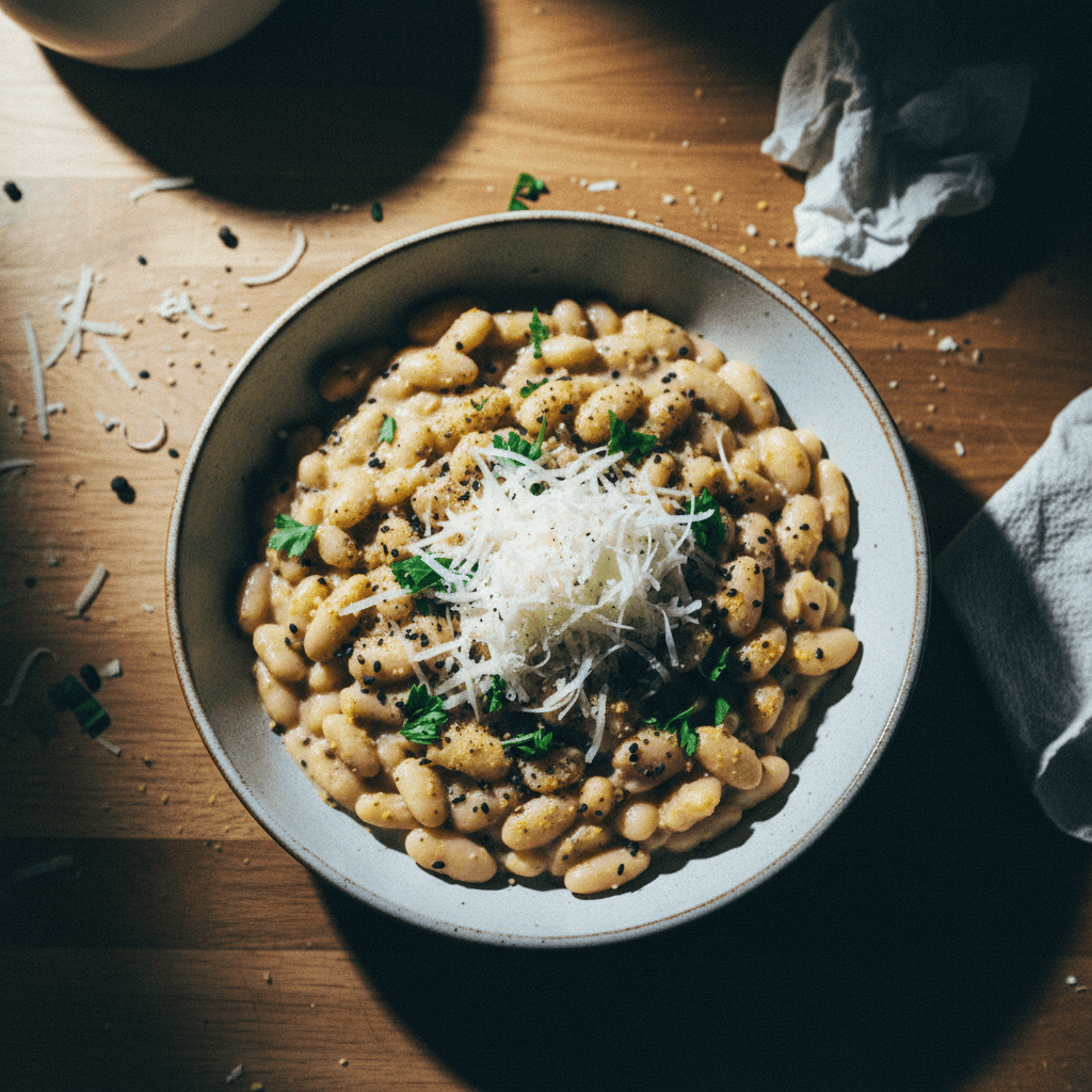 Creamy Cacio e Pepe White Beans