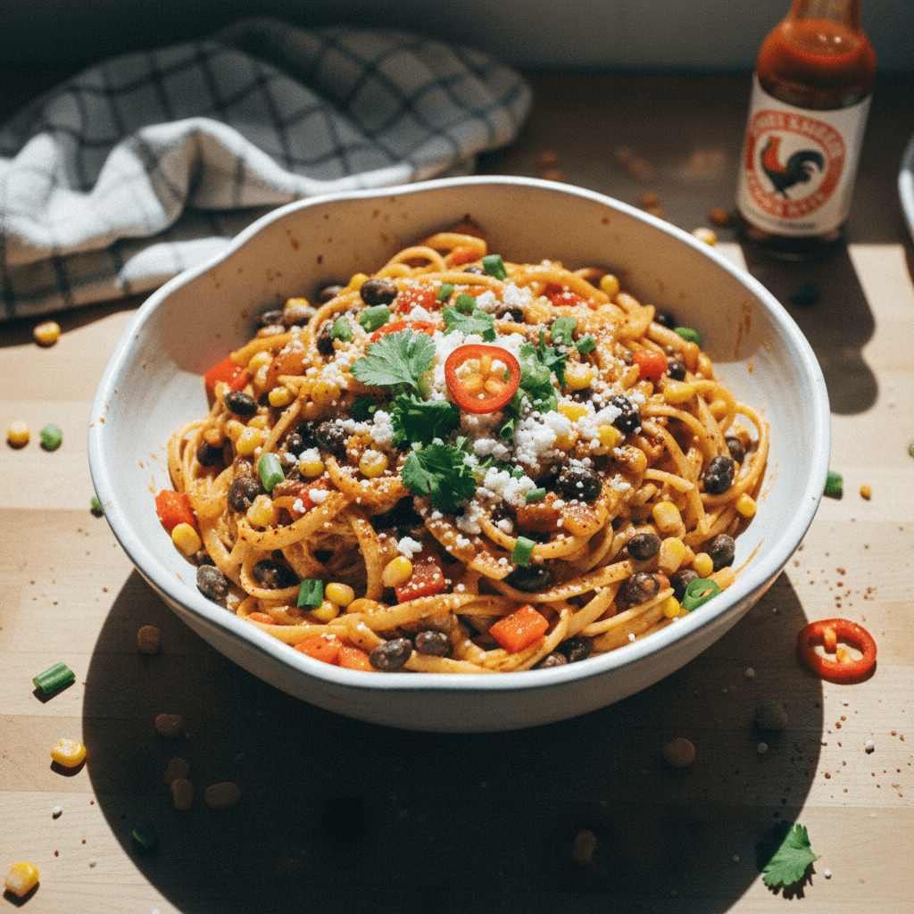 Southwest Linguine with Beans & Corn