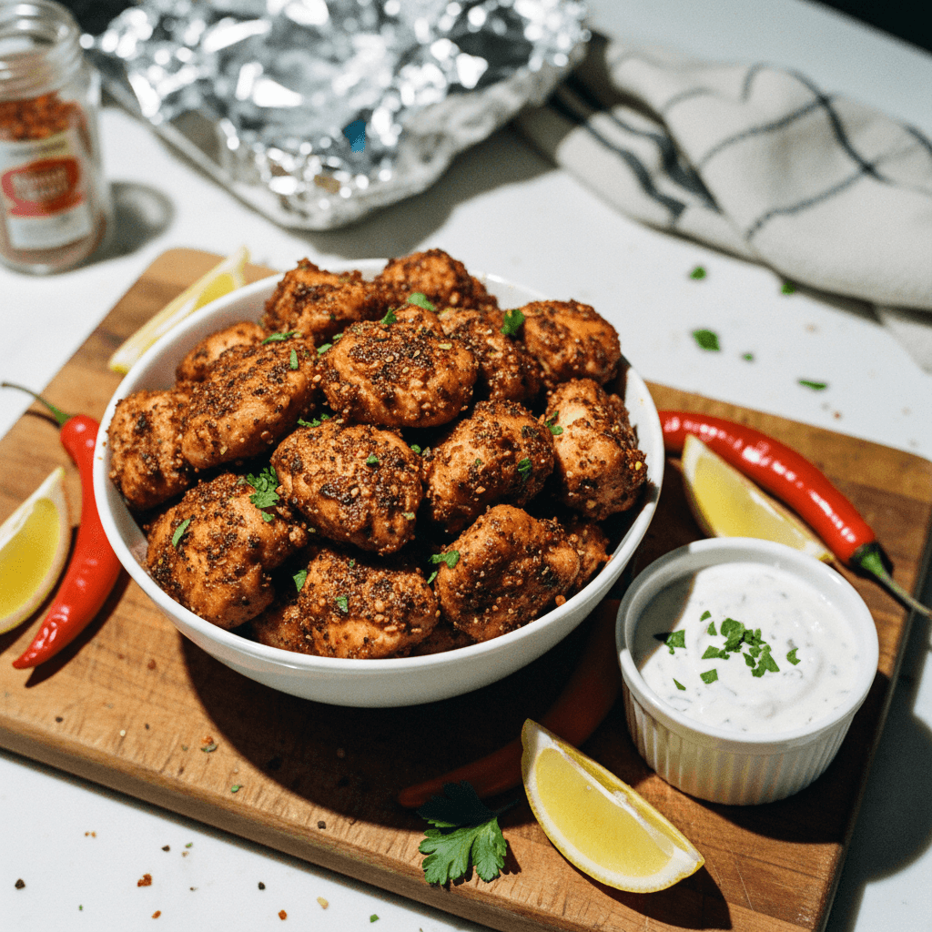 Spicy Dry Rub Chicken Bites with Ranch Dip