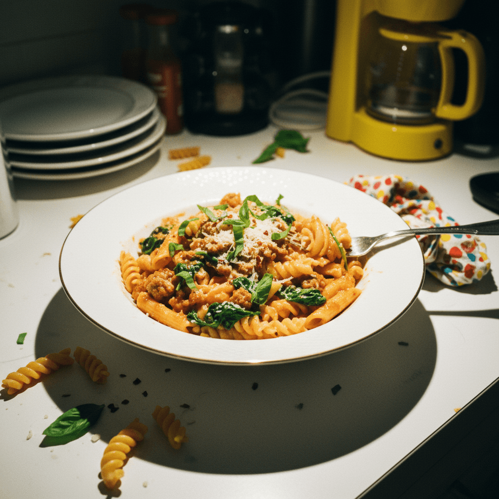 Creamy Tomato Pasta with Spinach and Sausage