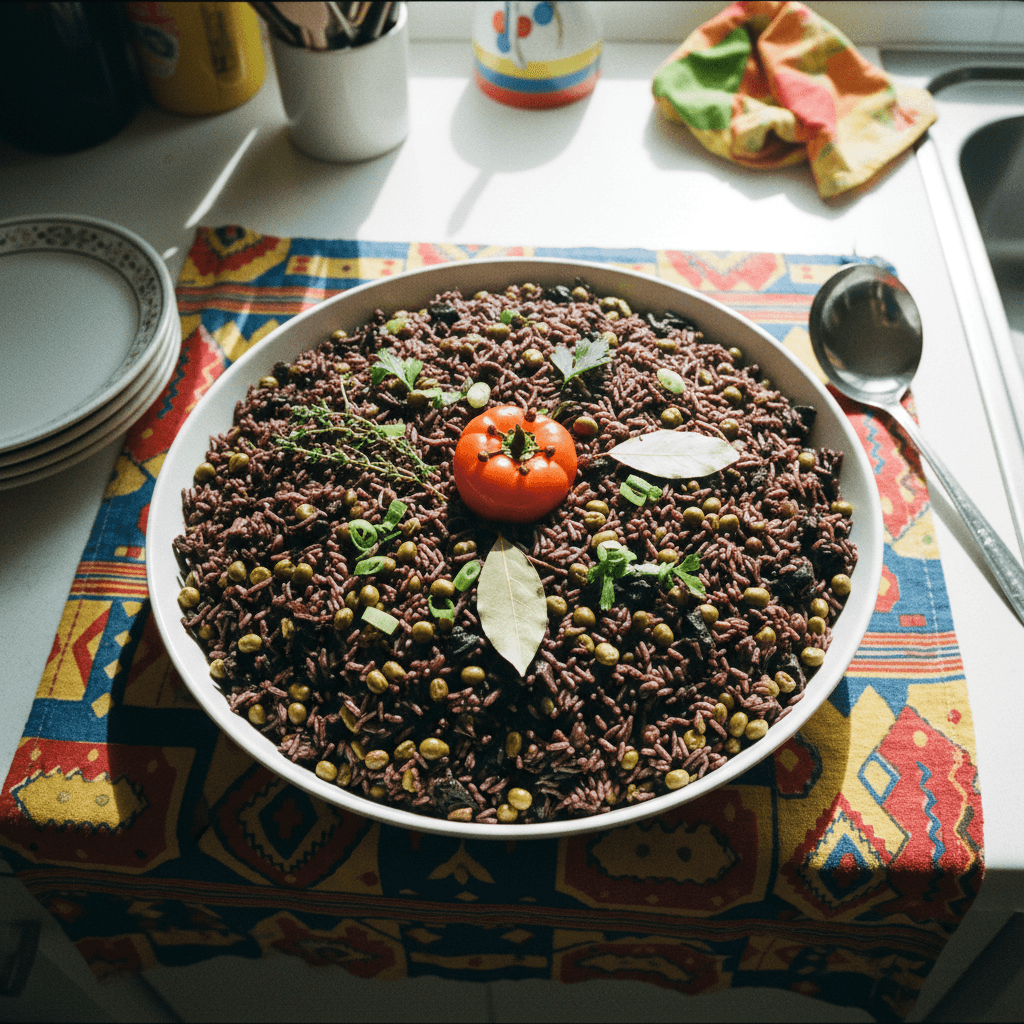 Diri Djondjon Ak Pwa (Mushroom Rice and Peas)