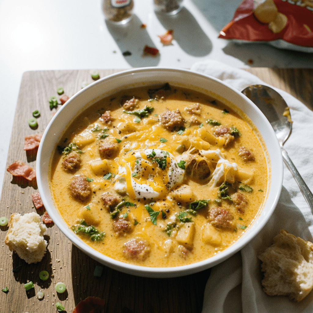 Slow Cooker Cheesy Ranch Sausage and Potato Soup
