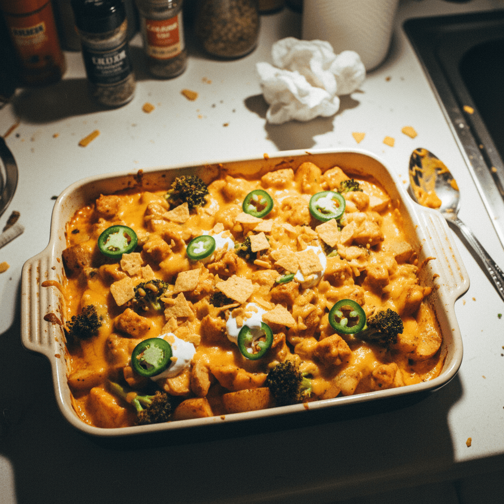 Spicy Chicken, Potato, and Broccoli Bake