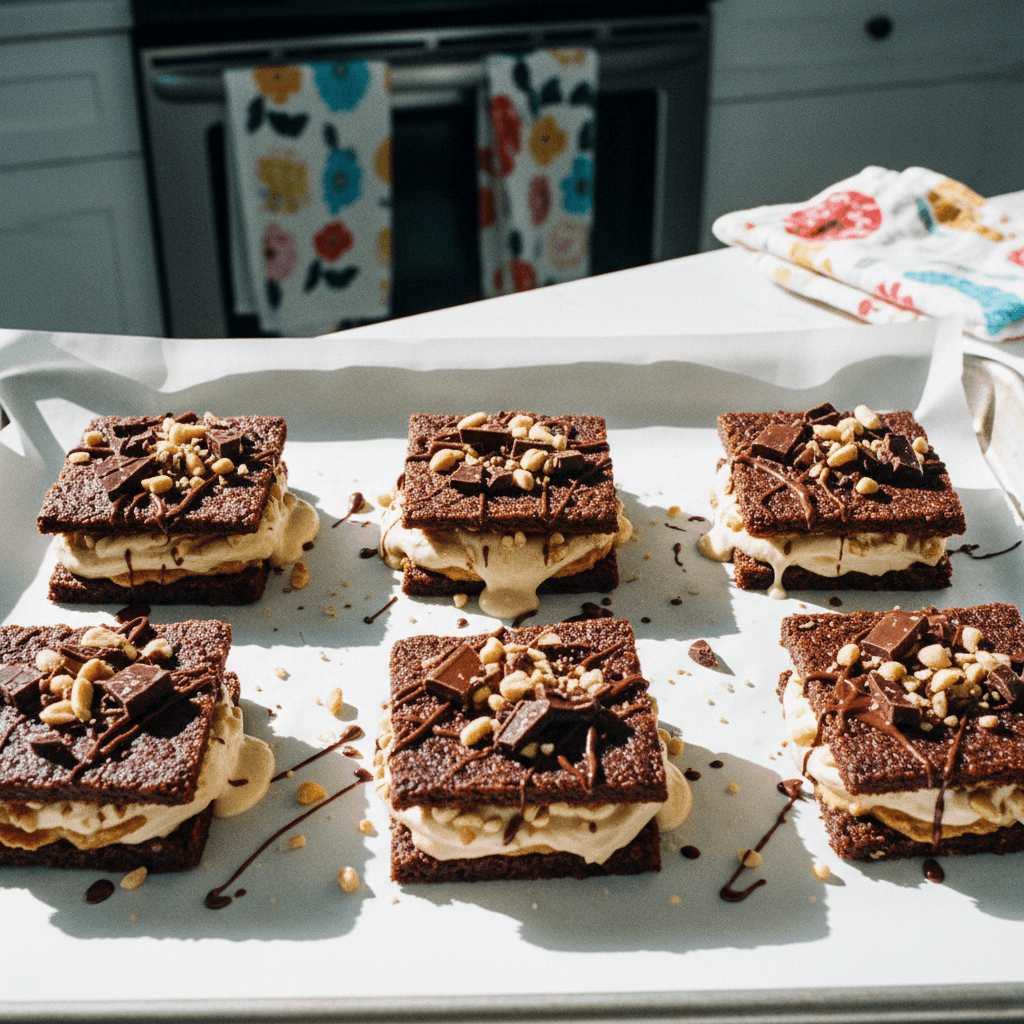 Chewy Date Snickers “Ice Cream” (Froyo) Sandwiches