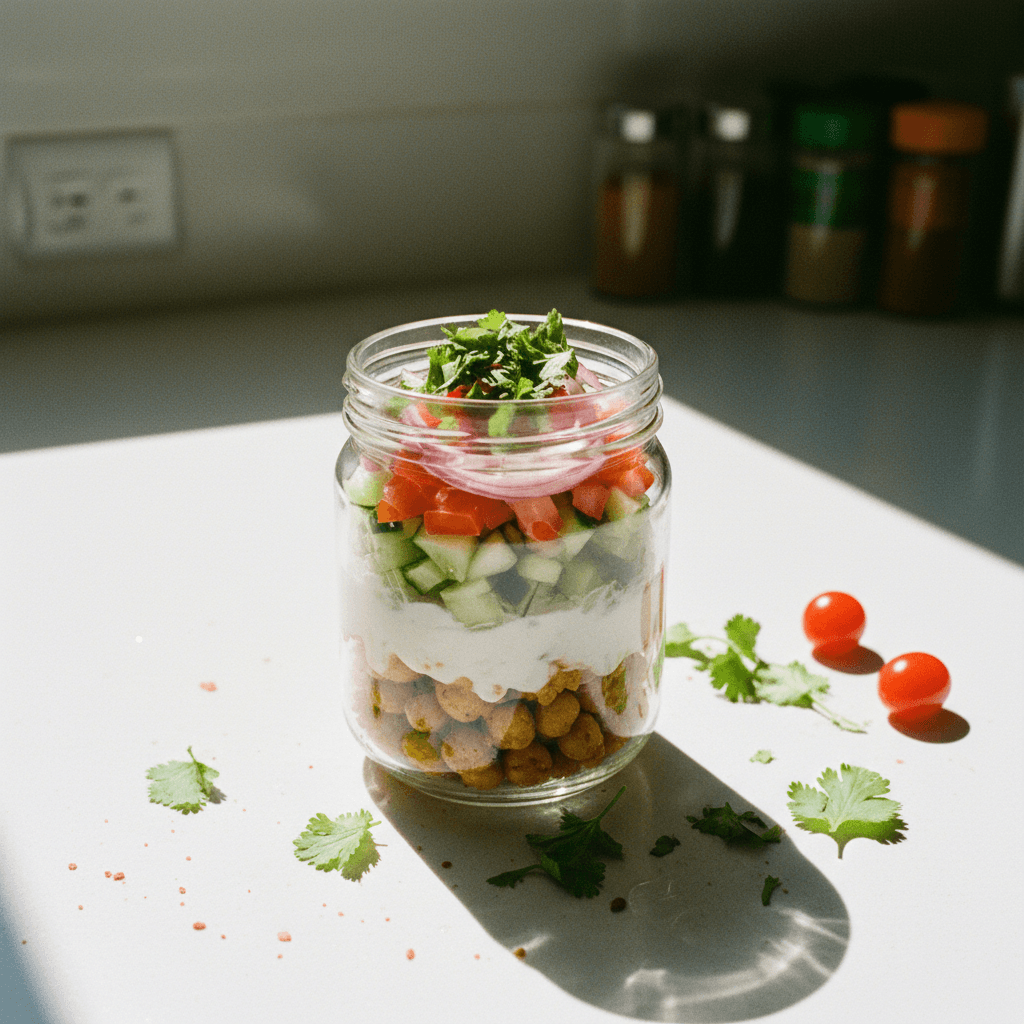 High-Protein Layered Chickpea Salad Jar