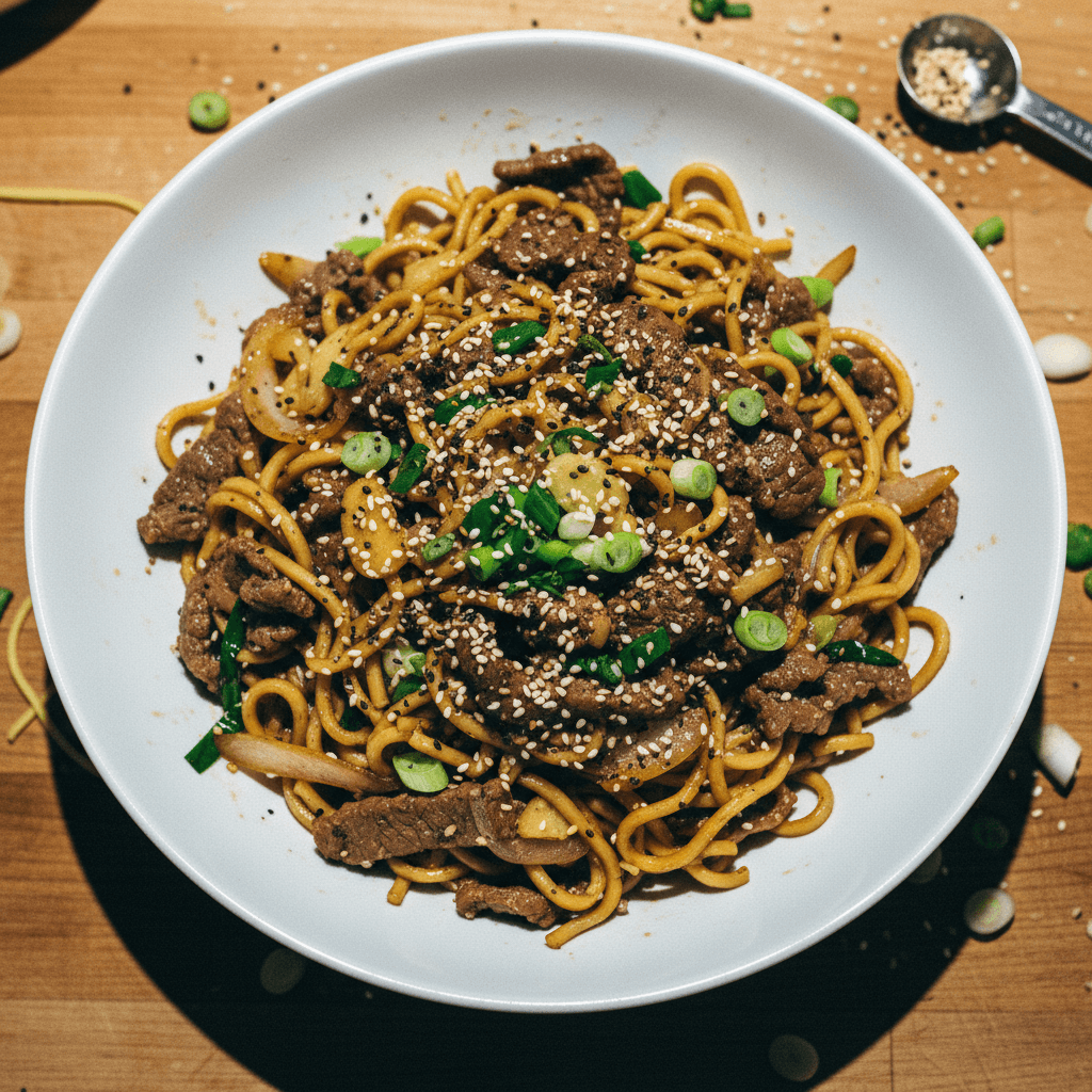 Black Pepper Beef Chow Mein Noodles