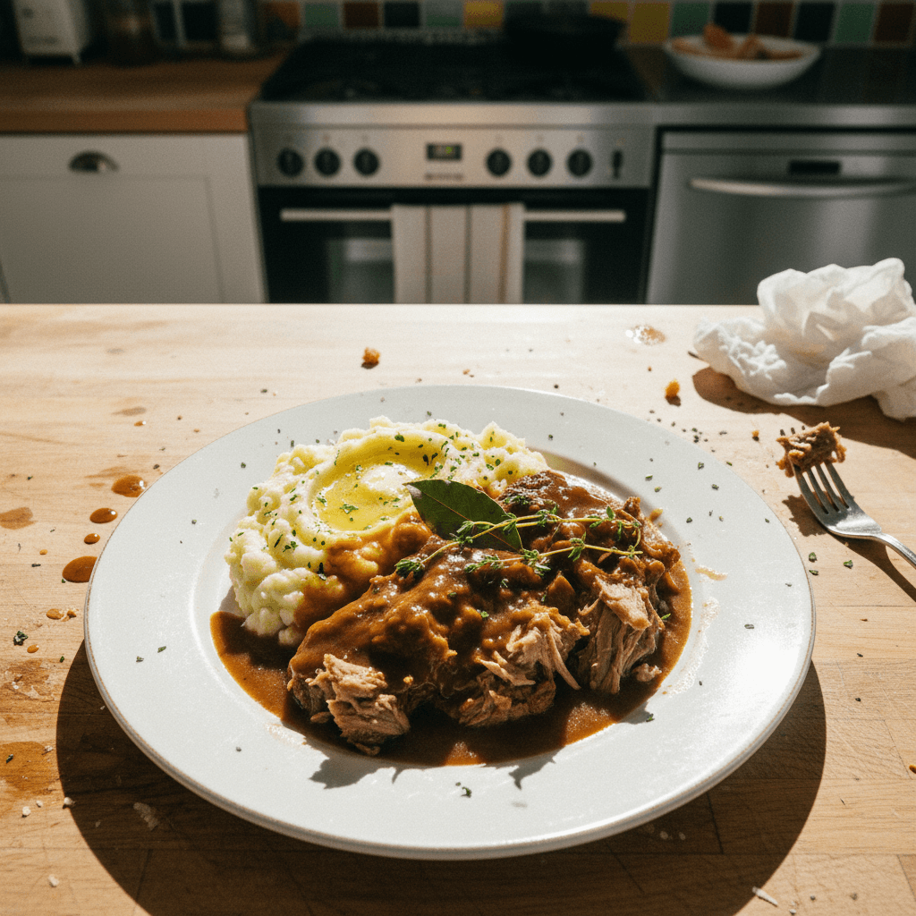 Slow Cooked Beef With Creamy Mash