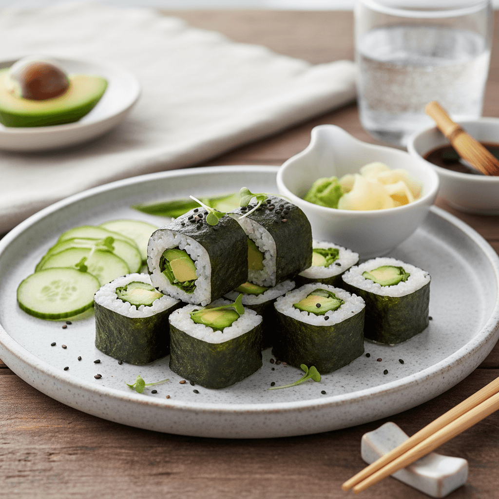 Cucumber Avocado Maki Rolls