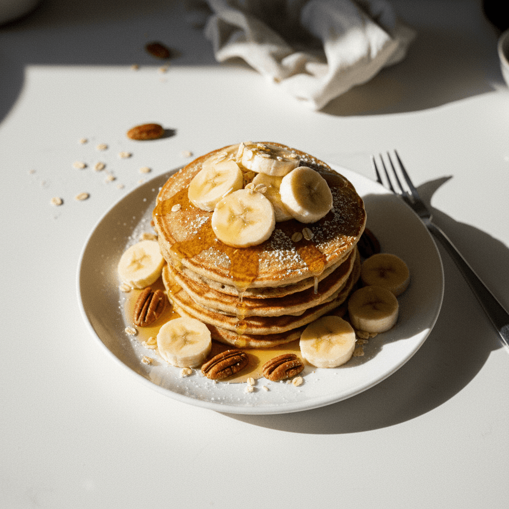 Whole Wheat Banana Oat Pancakes