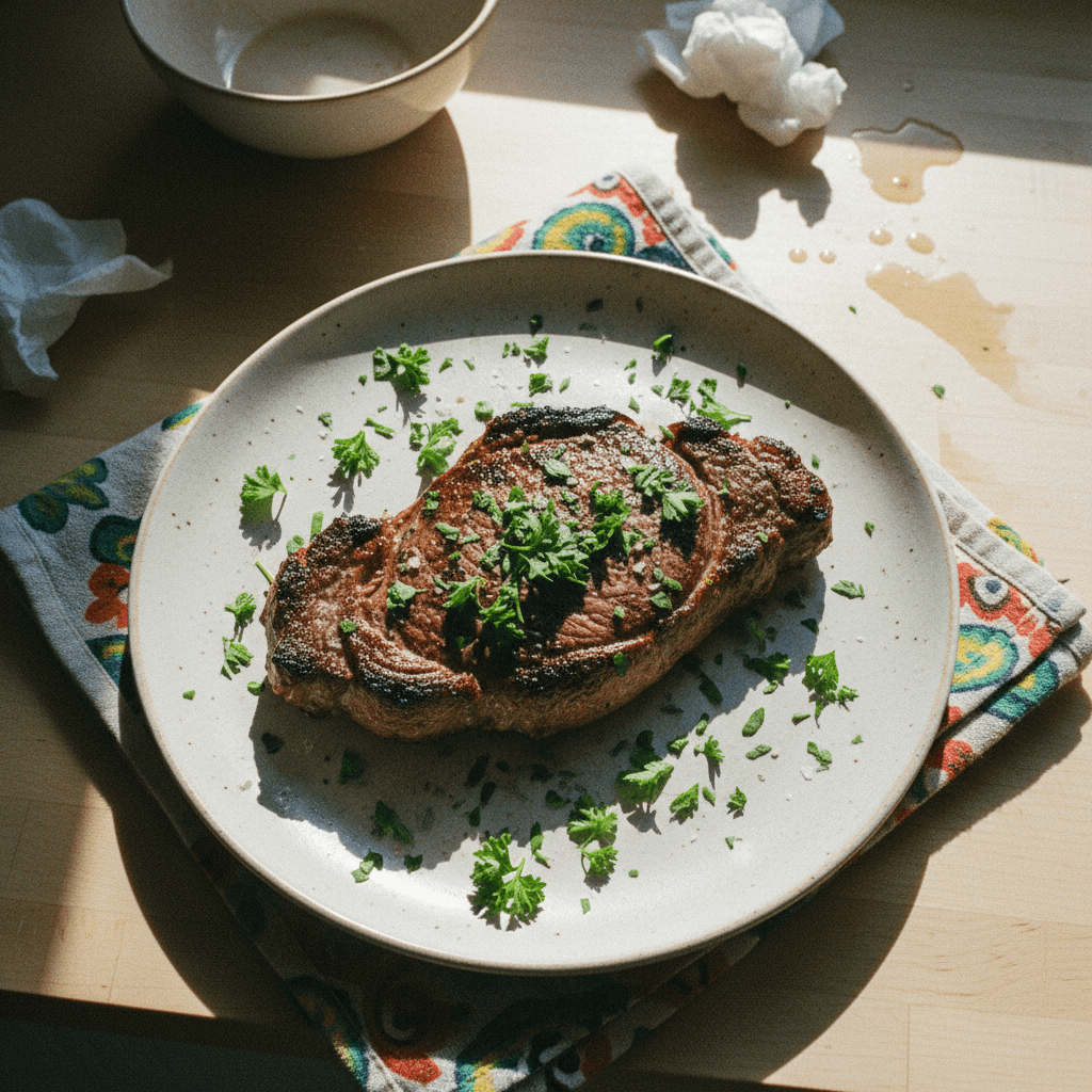 Pan-Seared Steak with Fresh Parsley