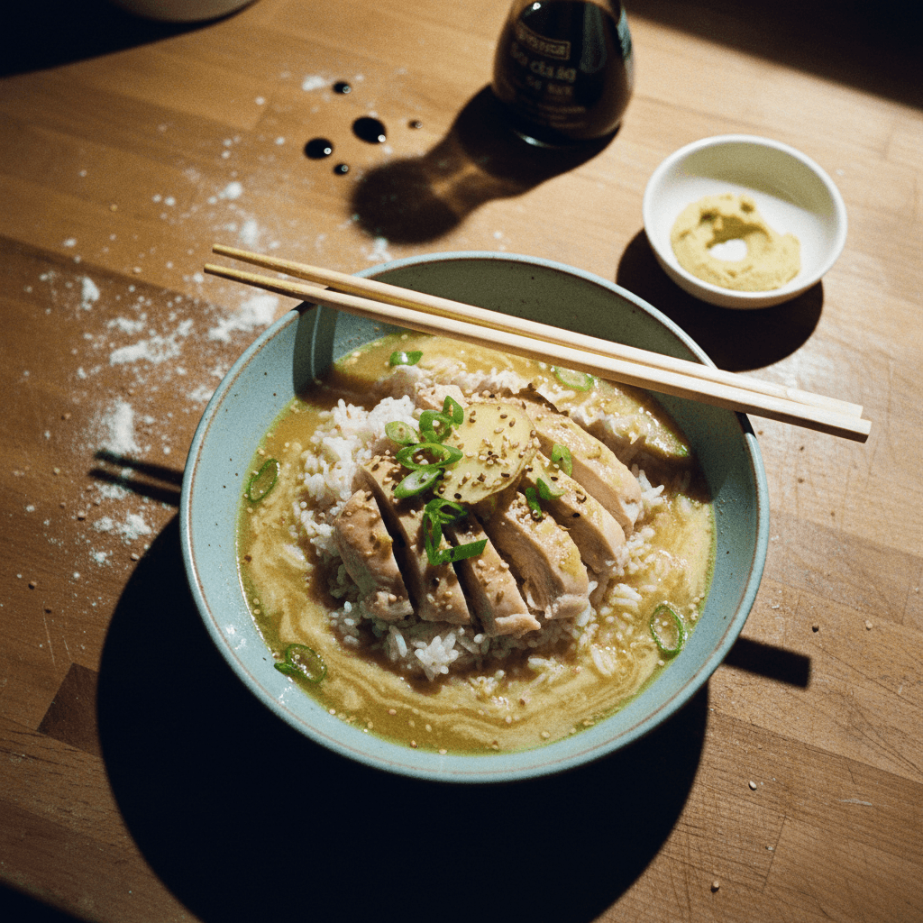 Miso Ginger Chicken Rice and Broth