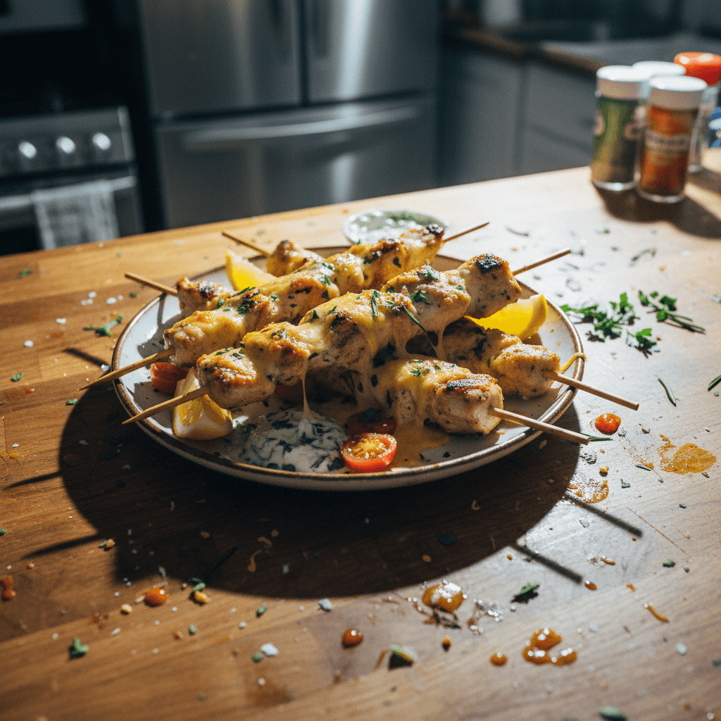 Cheesy Herb Chicken Skewers