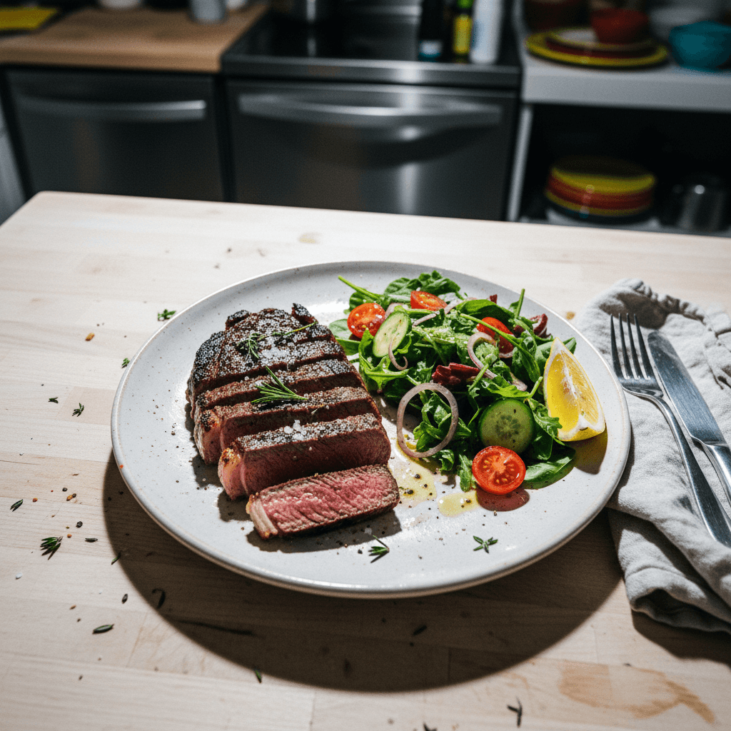 Pan-Seared Steak with Simple Salad