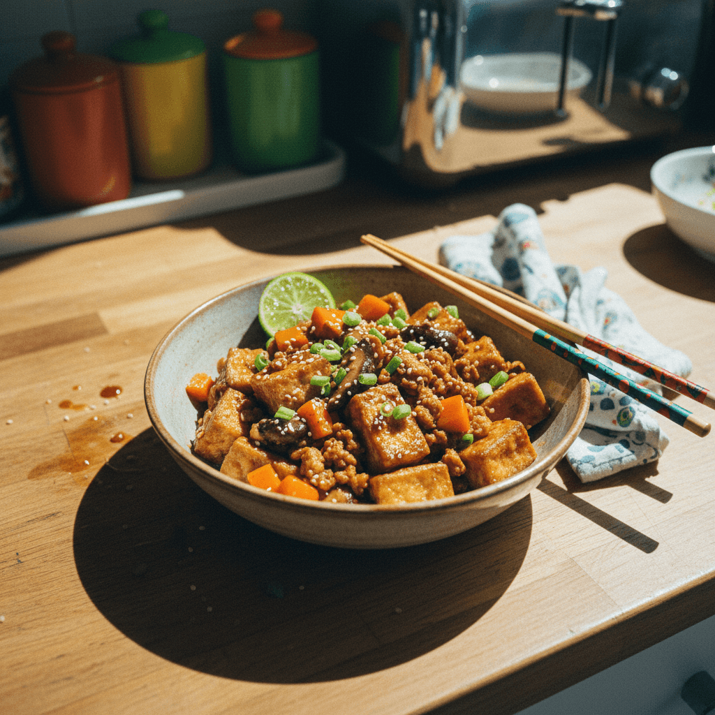 Stir-fried Minced Chicken Tofu