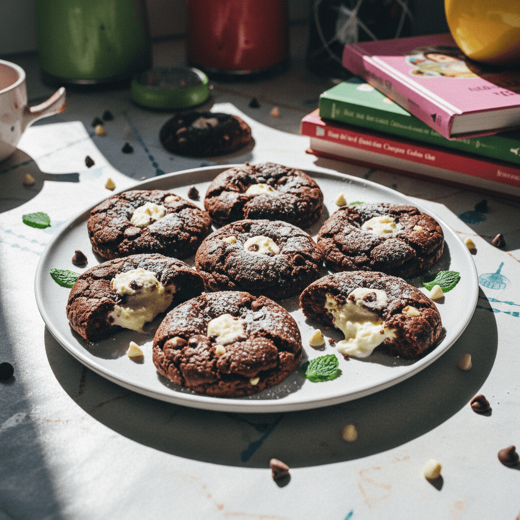 Cheesecake-Stuffed Chocolate Chocolate Chip Cookies