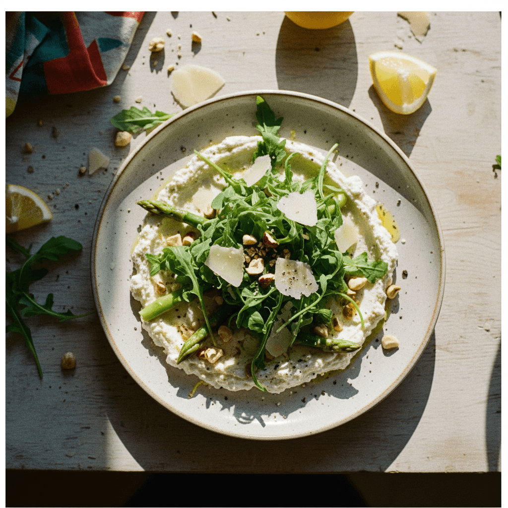 Asparagus & Arugula on Lemony Ricotta