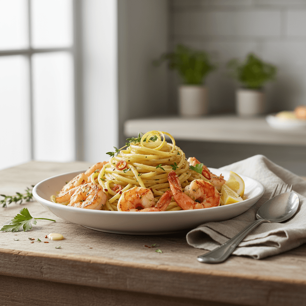 Lemon Garlic Butter Pasta with Shrimp